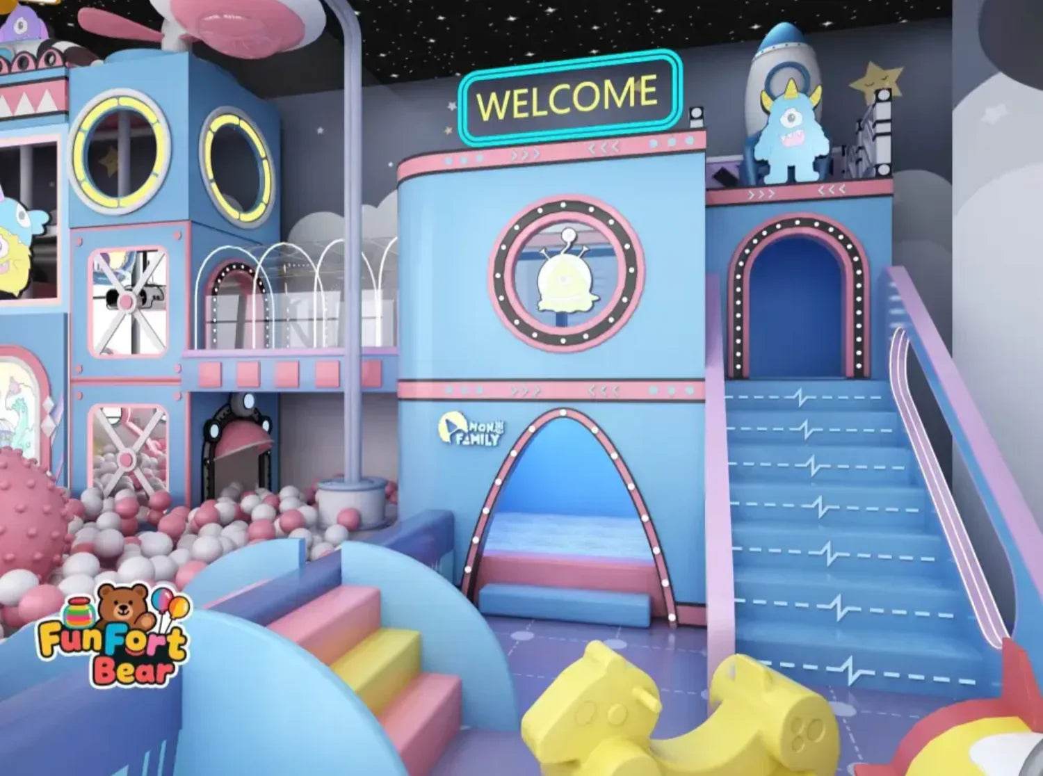 Monster Galaxy: Pink-Blue Themed Indoor Playground - Funfort Bear